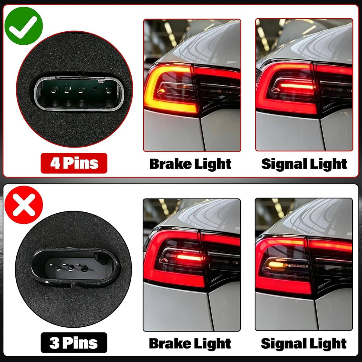 Bethesda Industrial 4Pins Left LED Tail Light Assembly For 2019-2024 Tesla Model Y Rear Driver Side