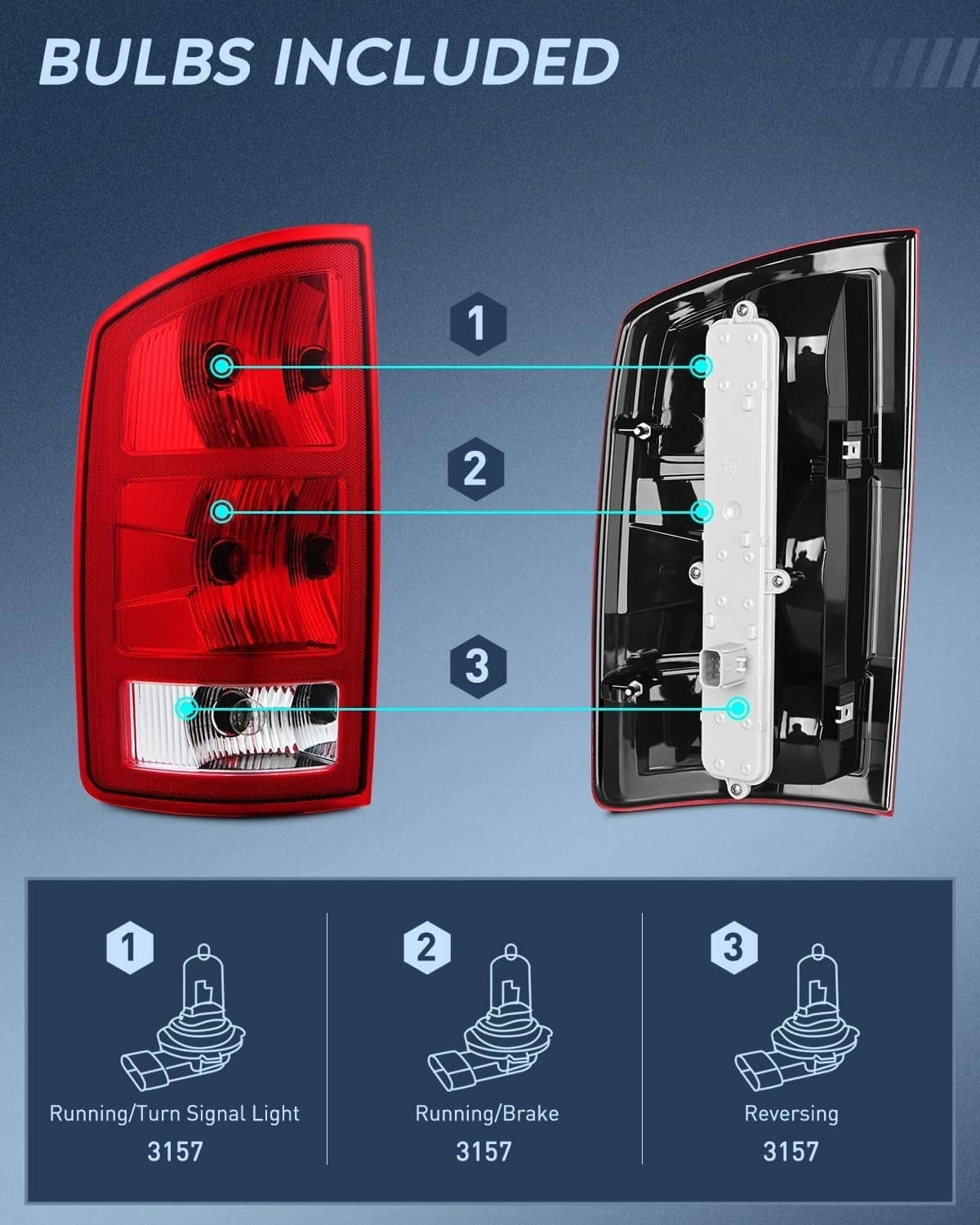 Bethesda Industrial 2PCS Tail Lights w/Circuit Board For 2002-2006 Dodge Ram 1500 2500 3500 Pickup