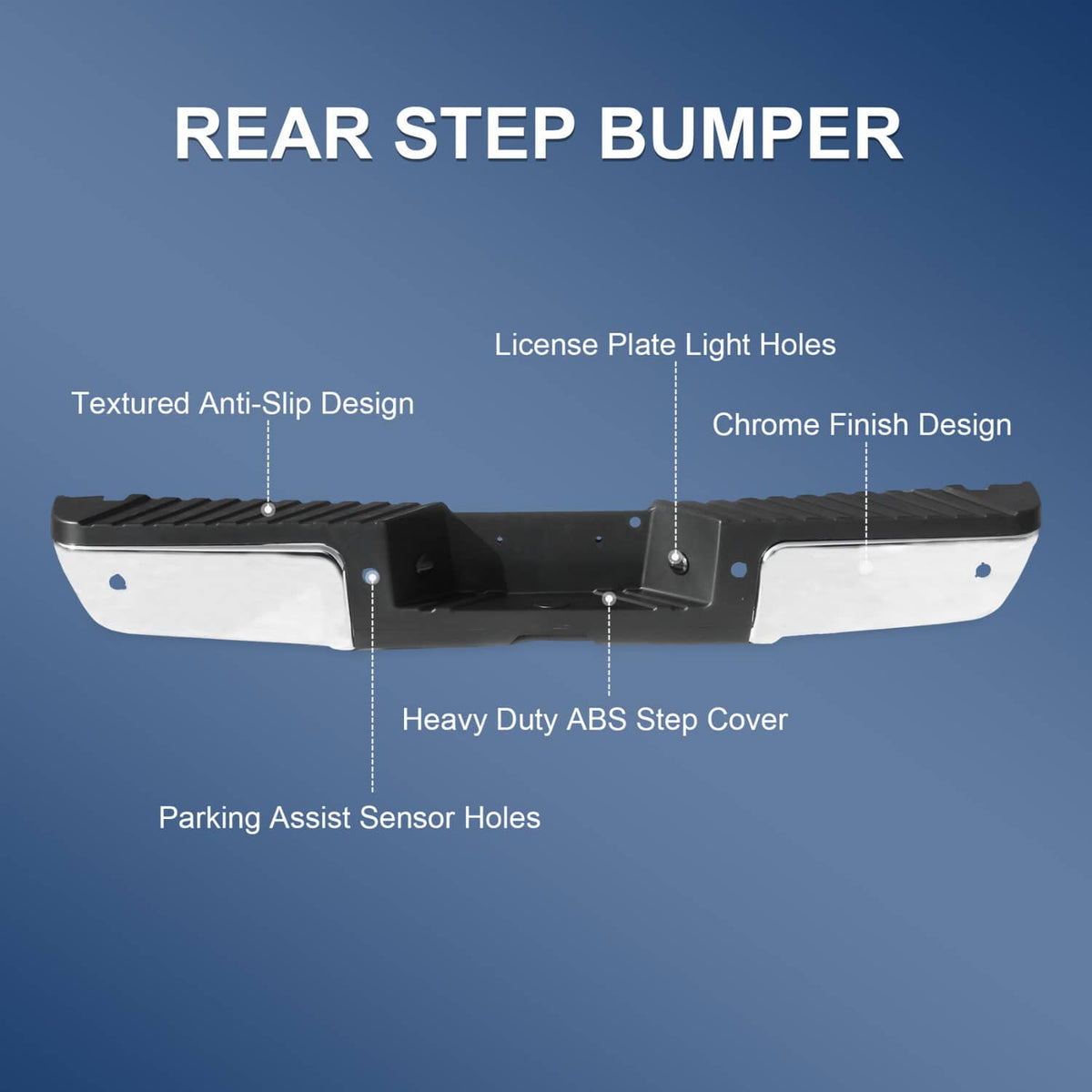 Bethesda Industrial For 2008-2016 Ford F250 F350 Super Duty Rear Step Bumper Assembly w/ Sensor Hole
