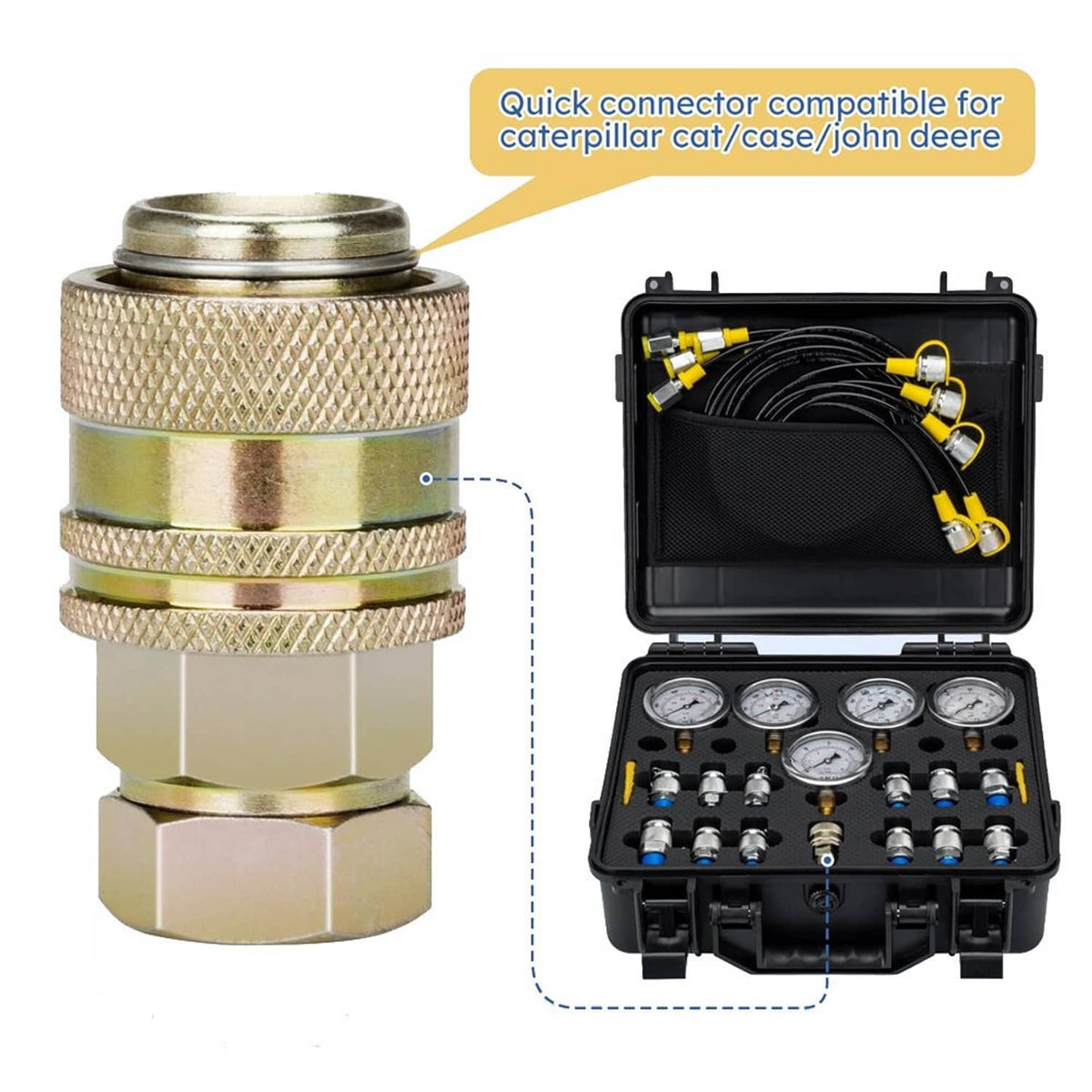 Bethesda Industrial 60Mpa Hydraulic Pressure Test Kit 5 Gauges 13 Couplings 14 Tee Connectors 5 Hose