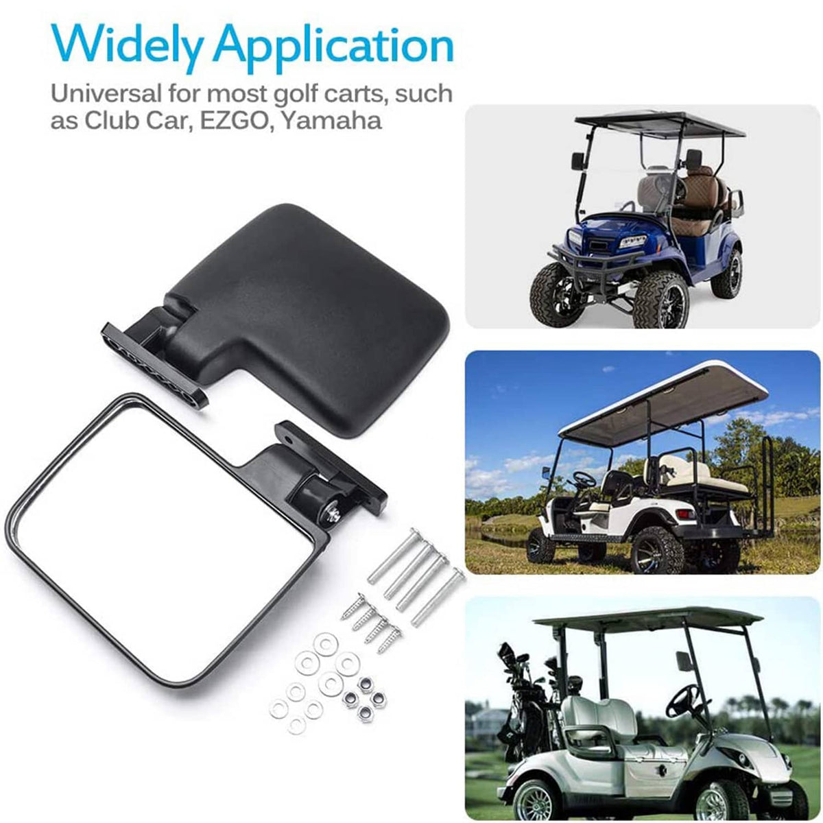 Bethesda Industrial Universal Golf Cart Side Mirrors No Drilling Rear View Mirror for EZGO Club Car