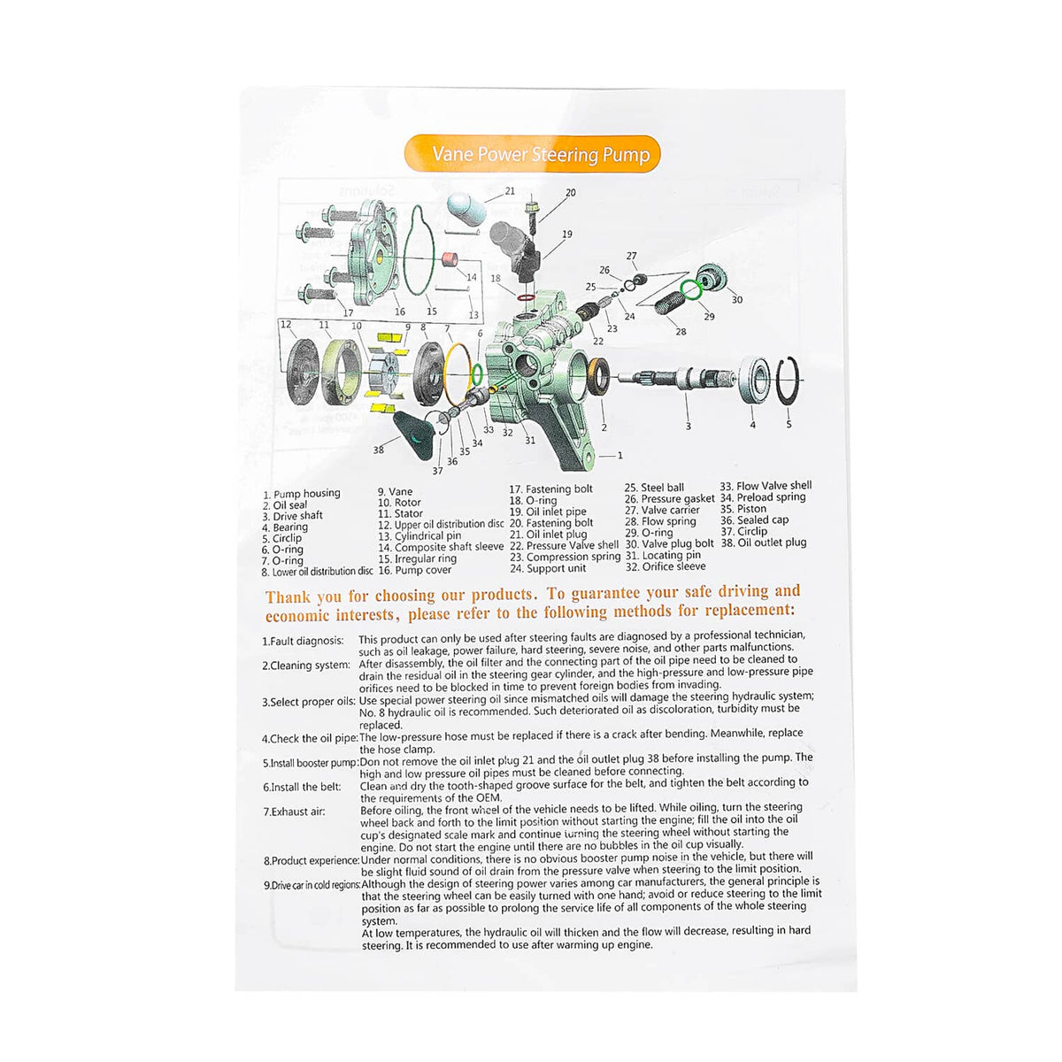 Bethesda Industrial Power Steering Pump w/Pulley For 2004-08 Acura TL 3.2L/ 2005-08 Honda Pilot 3.5L