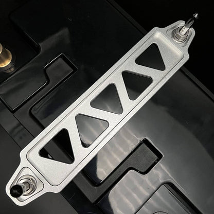 Bethesda Industrial Aluminum Car Battery Hold Tie Down Bracket Mount Kit w/ 10''J-Hooks Bolts Silver