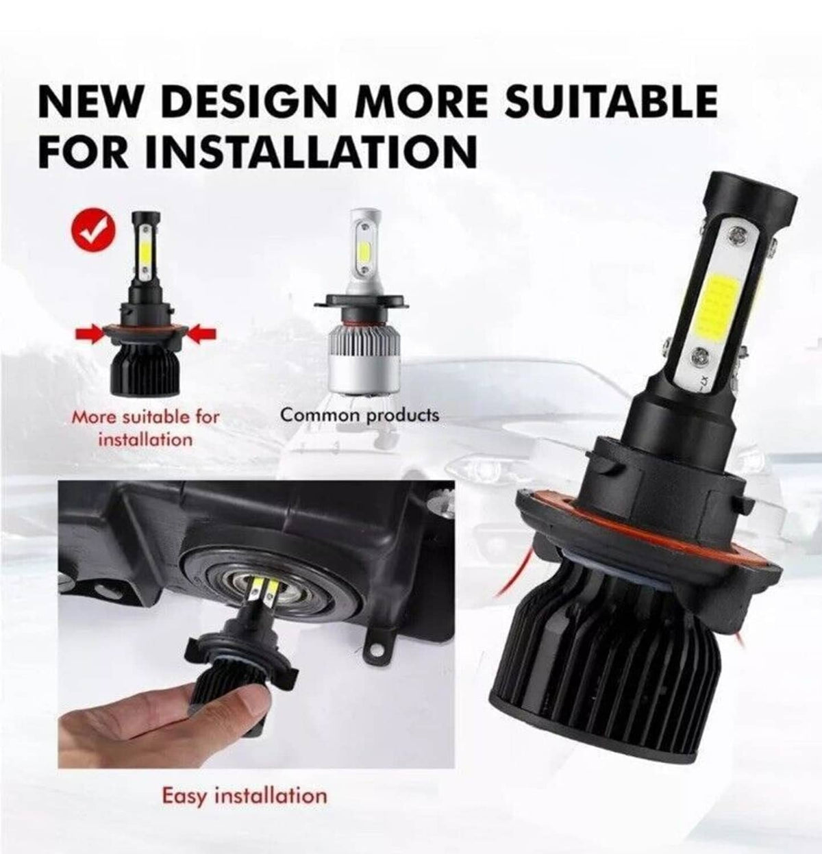Bethesda Industrial 4-Sides H13 9008 LED Headlight Bulb for 2004-2014 Ford F-150 High Low Beam 6000K