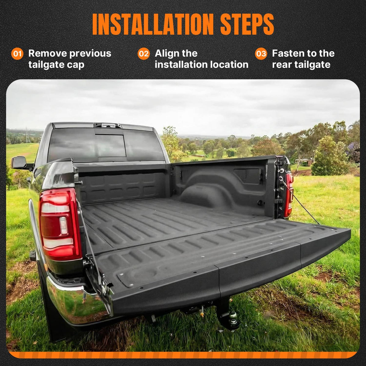 Bethesda Industrial Tailgate Cover Molding Top Cap Protector MJ1567858 For Dodge Ram 1500 2500 3500