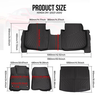Bethesda Industrial 4Pcs/Set Floor Mats+Cargo Liner Fit for Honda CR-V CRV 2023-2025 TPE Rubber New
