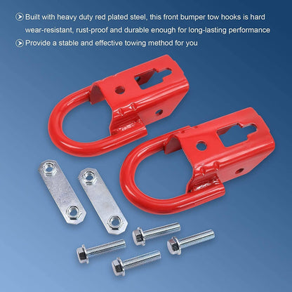 Bethesda Industrial Red 2 Pcs Towing Hooks FL3Z17N808A w/ Hardware Front For 2009-2019 Ford F150