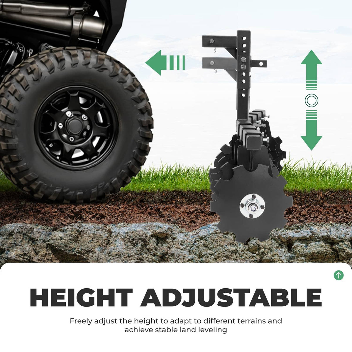 Bethesda Industrial 34" Disc Plow Harrow w/ 2-inch Receiver Hitch 8-blade disc For Tractor ATV UTV