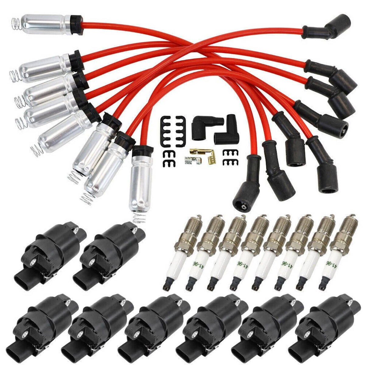 Bethesda Industrial For GMC Chevy Silverado 1500 5.3L 6.2L 8Pack Round Ignition Coil Spark Plug Wire