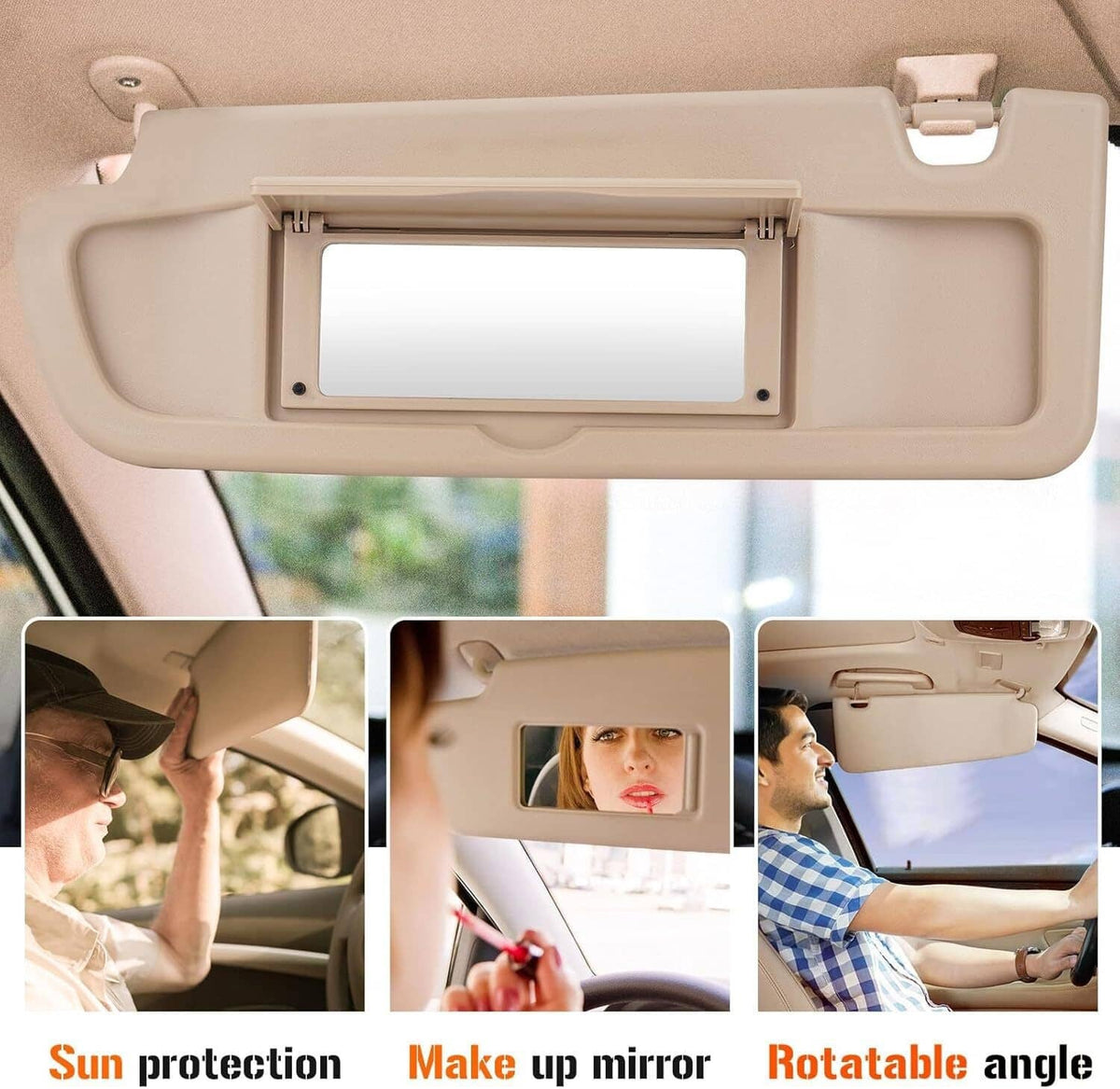 Bethesda Industrial 2Pcs Beige Sun Visor Left & Right Visor Kit For 2006-2011 Honda Civic Visors