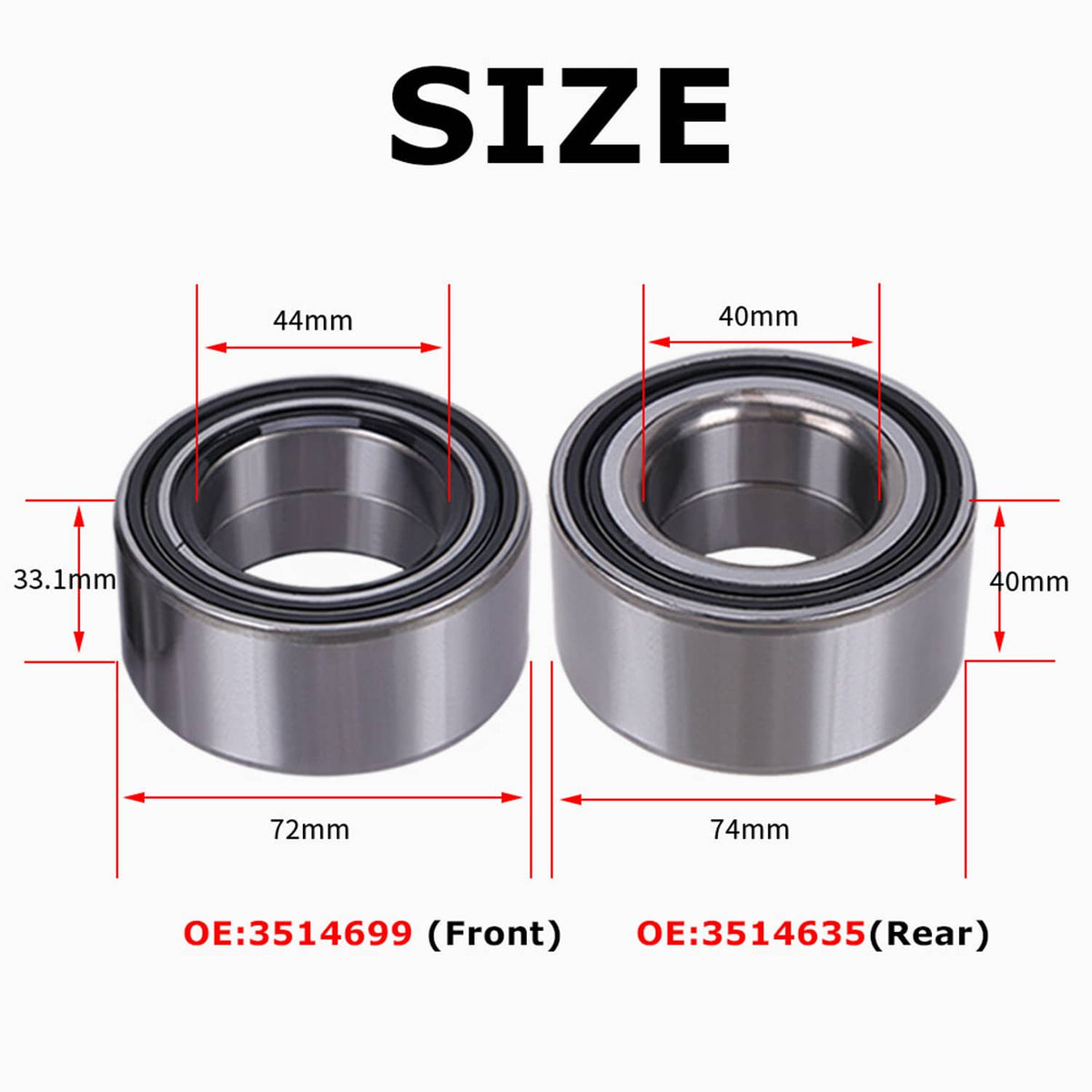 Bethesda Industrial 4x Front Rear Wheel Bearings for Polaris Polaris Ranger 500 570 700 800 900 1000