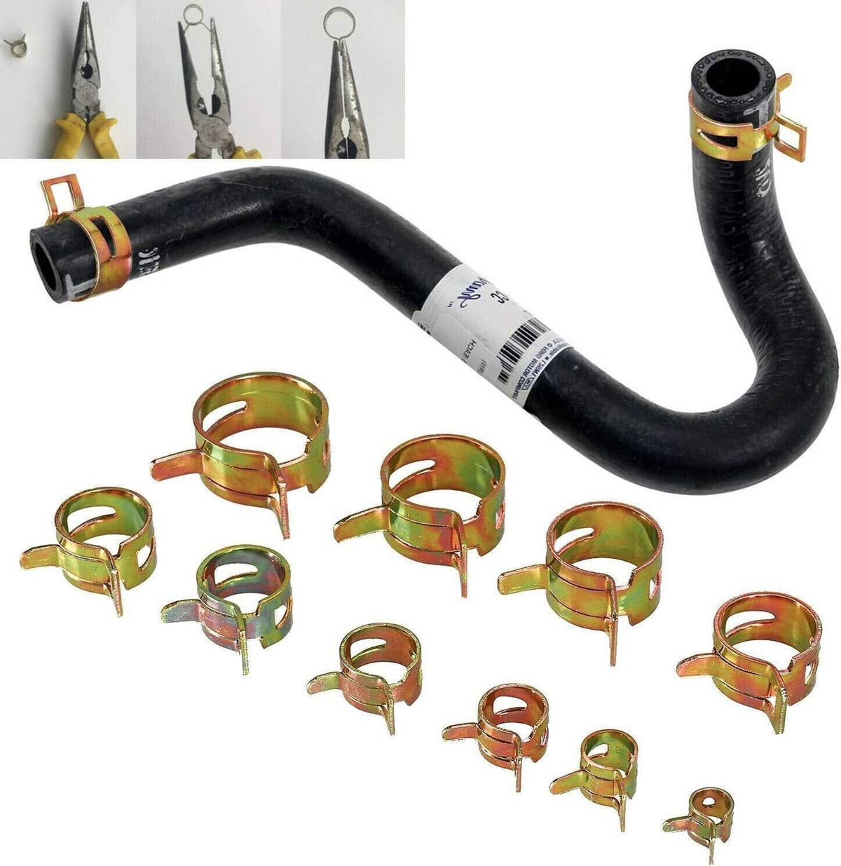 Bethesda Industrial 115PC 6-22mm Spring Hose Clamps Fastener Fuel Water Line Pipe Air Tube Clips Kit