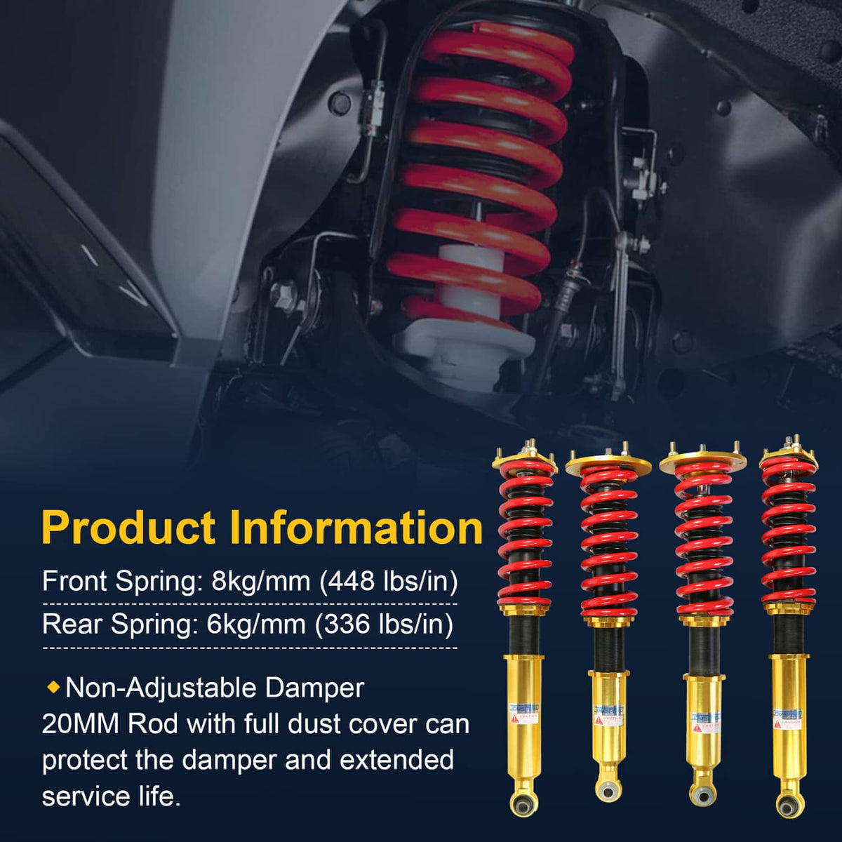 Bethesda Industrial Coilovers Kits For 2006-2012 Lexus IS350 IS250 Shock Absorbers Struts Adj Height