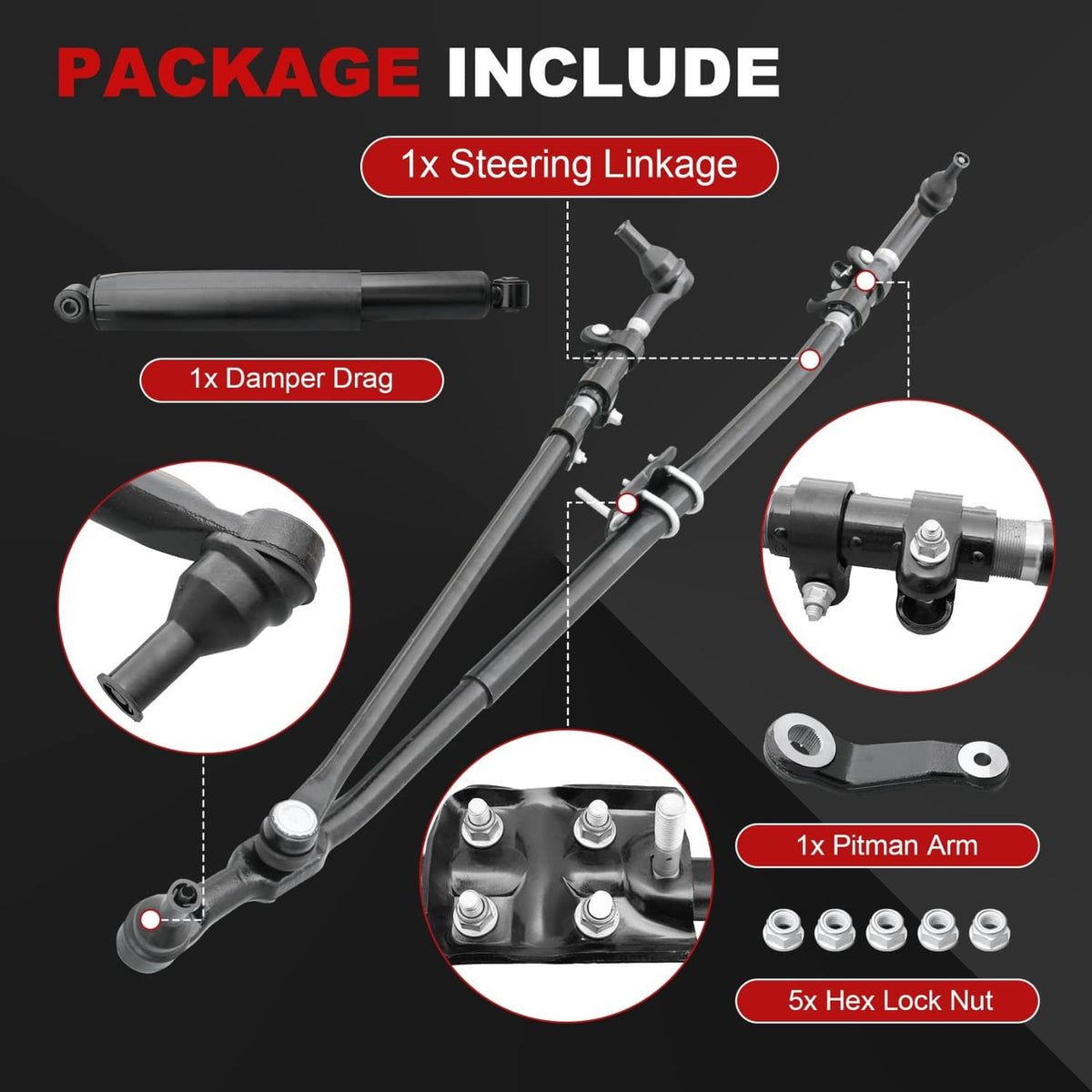 Bethesda Industrial Upgrade Steering Linkage Drag Link Tie Rod Kit For Dodge Ram 1500 2500 3500