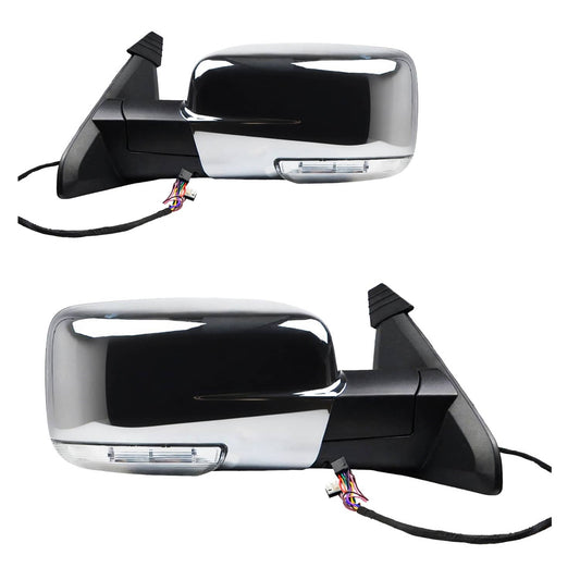 Bethesda Industrial 2Pcs For 2013-2019 Ram 1500 Side Mirror Chrome Power Fold Heated Temper Sensor