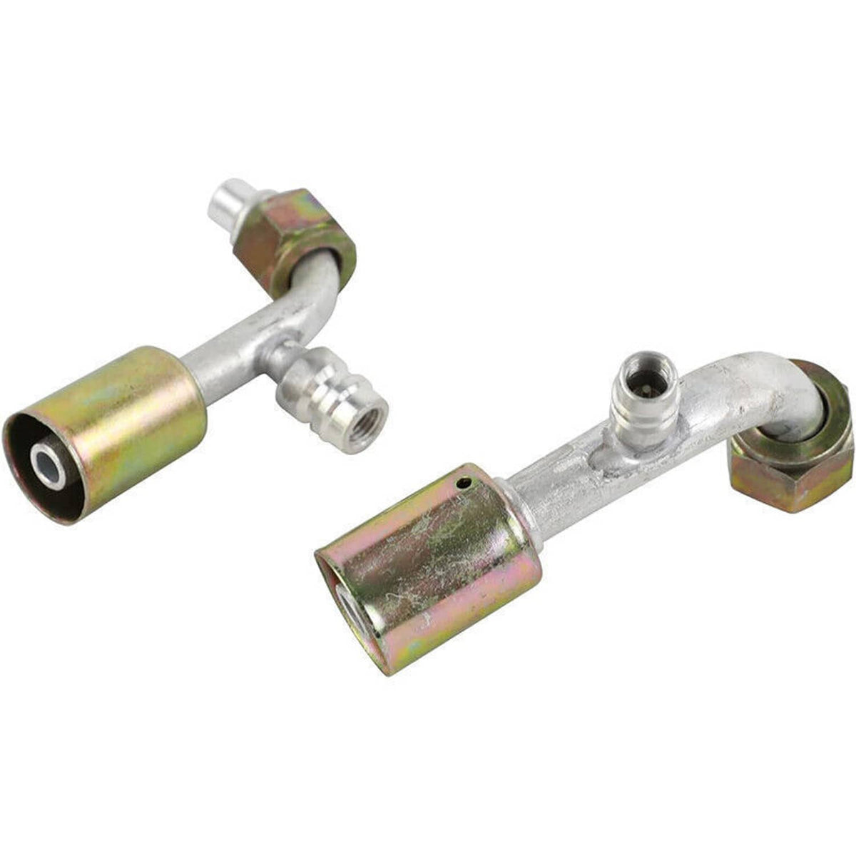 Bethesda Industrial #10 #8 AC Fittings Beadlock A/C Female O Ring 90 Degree with R134a Service Ports