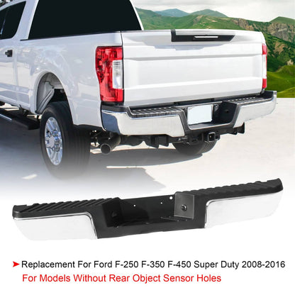 Bethesda Industrial Rear Step Bumper FOR 2008-2016 Ford F250 Super Duty Chrome w/o Sensor Holes