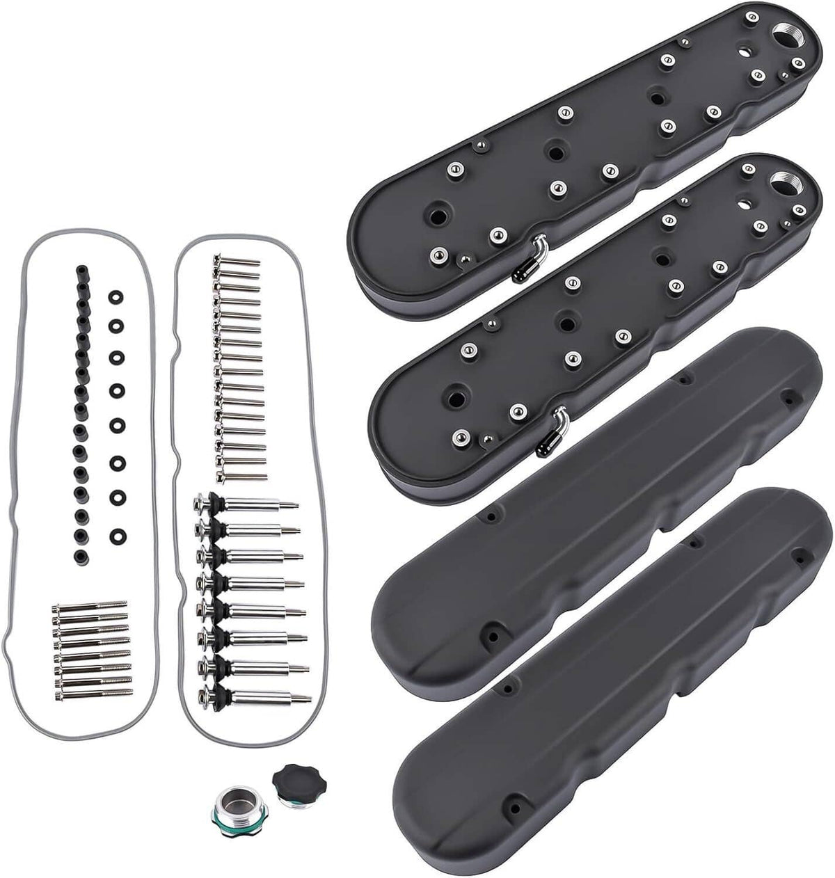 Bethesda Industrial Black Valve Covers with Coil Mounts w/Covers for Chevy LS LS1 LS2 LS3 LS6 LS7