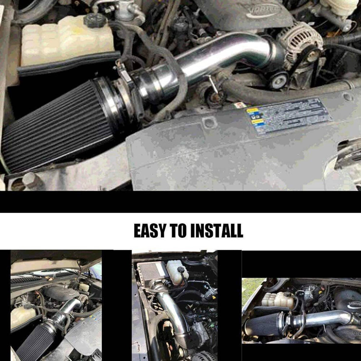 Bethesda Industrial 4"Cold Air Intake System Kit + Heat Shield For 99-06 GMC Chevy V8 4.8L/5.3L/6.0L