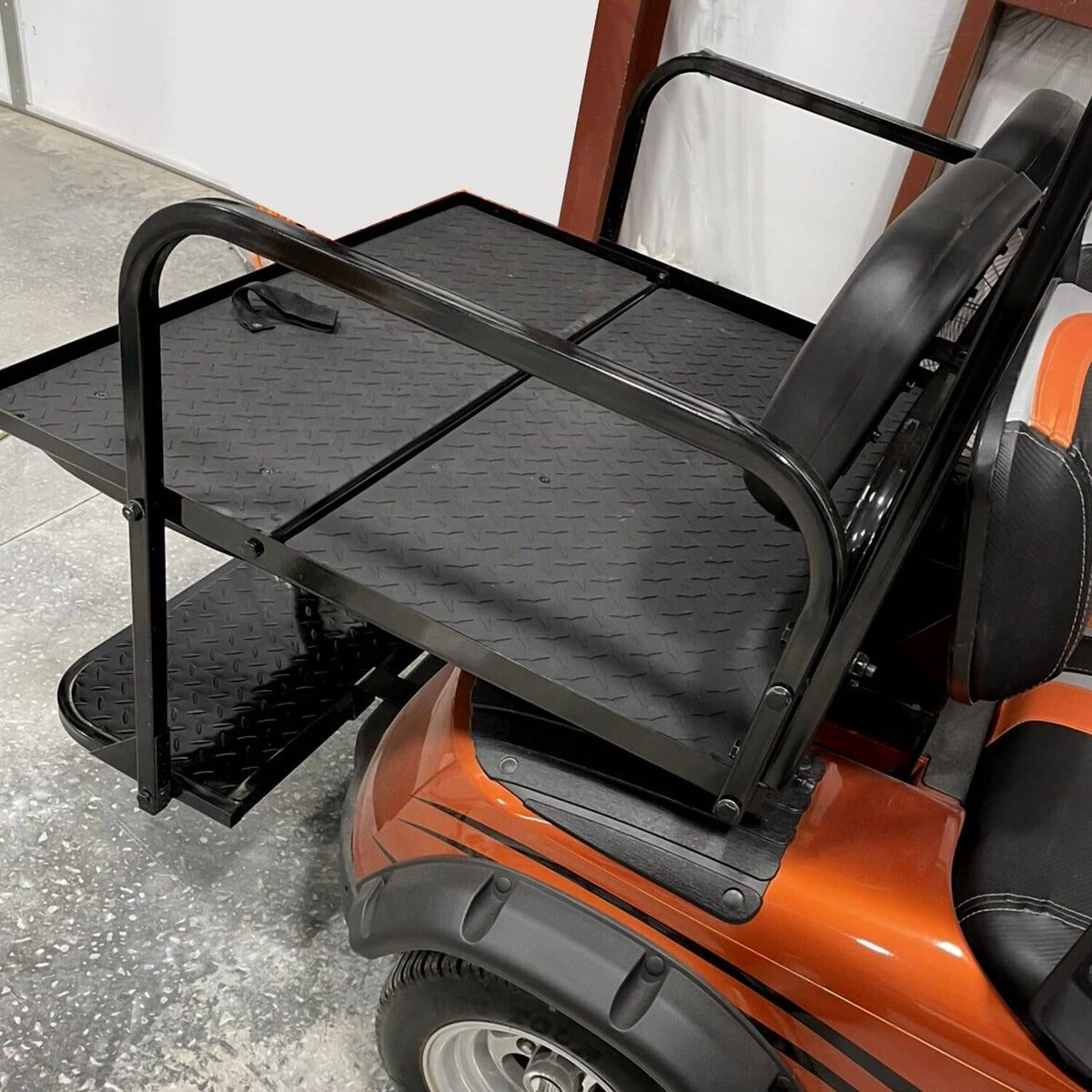 Bethesda Industrial Flip Folding Rear Seat Cushions Pad w/Roof Support For EZGO TXT 1995+ Golf Cart