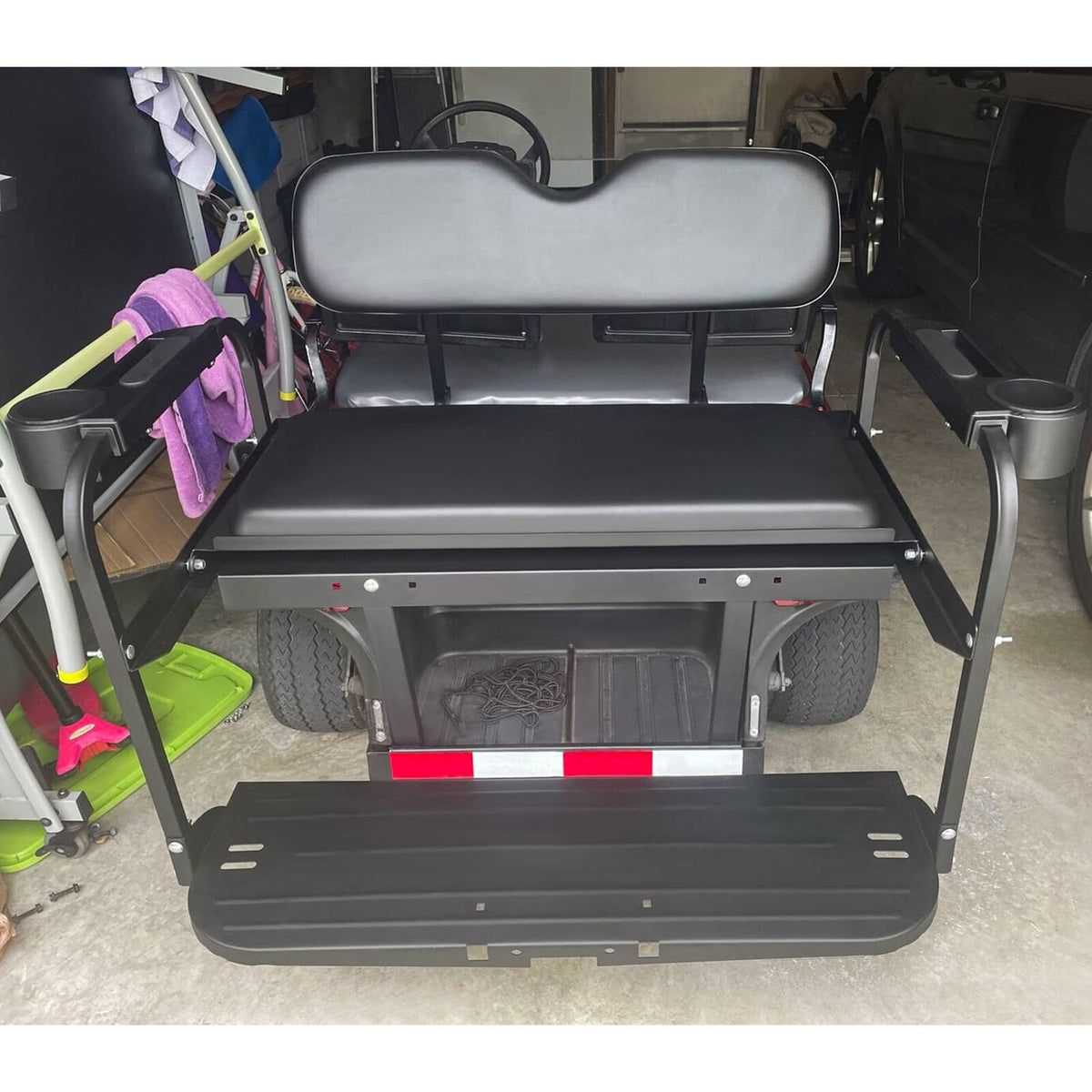 Bethesda Industrial Golf Cart Flip Folding Rear Back Seat Kit Black For EZGO Marathon Pre-1994