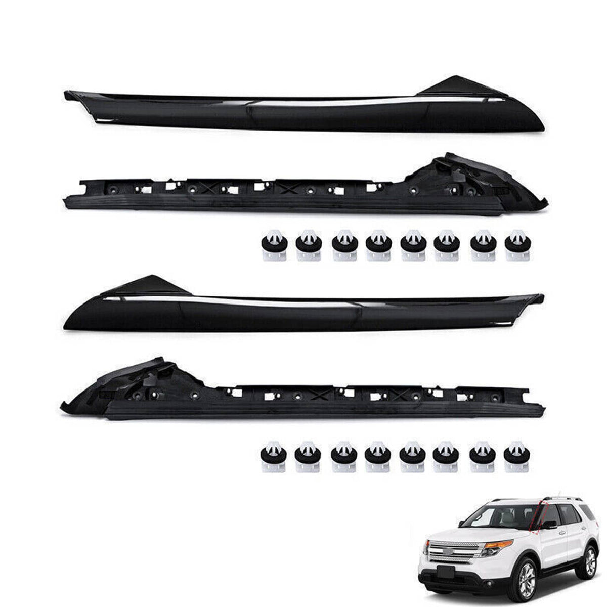 Bethesda Industrial 2 Pairs Left Right Side Windshield A-Pillar Molding Trim for 11-19 Ford Explorer