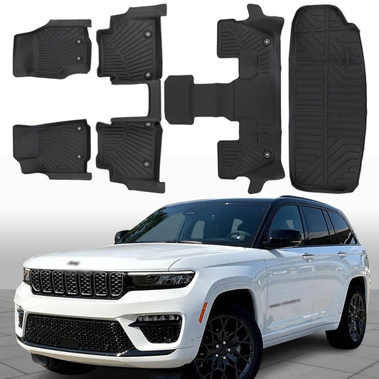 Bethesda Industrial Floor Mats for Jeep Grand Cherokee L 2021-2025 TPE All Weather w/ Cargo Liners