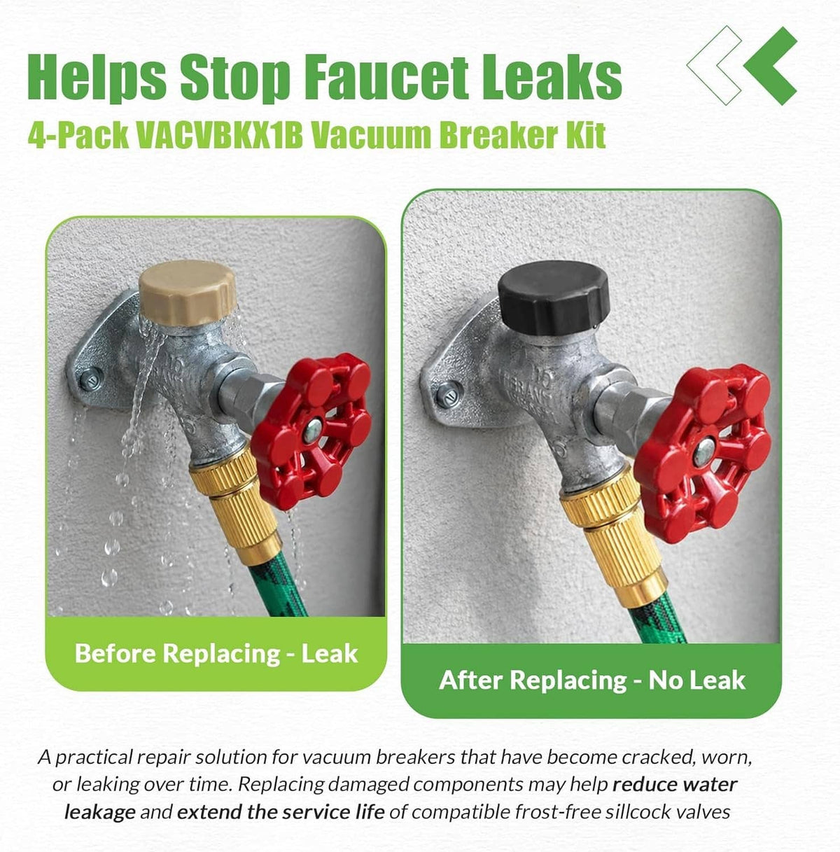 Bethesda Industrial VACVBKX1B Vacuum Breaker Kit, for Anti-Siphon Frost-Free Sillcock Valves, 4 Pack
