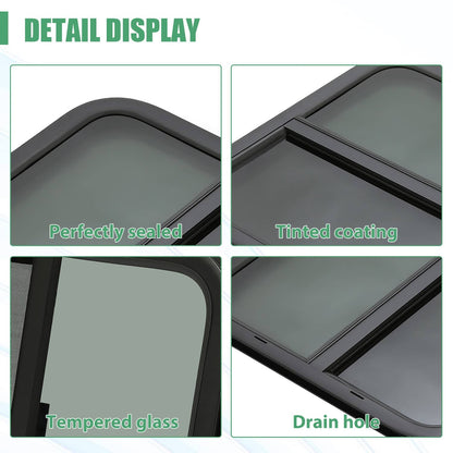 Bethesda Industrial Tinted Glass For Camper Trailer Horizontal Sliding Window RV Window 24" x 22"