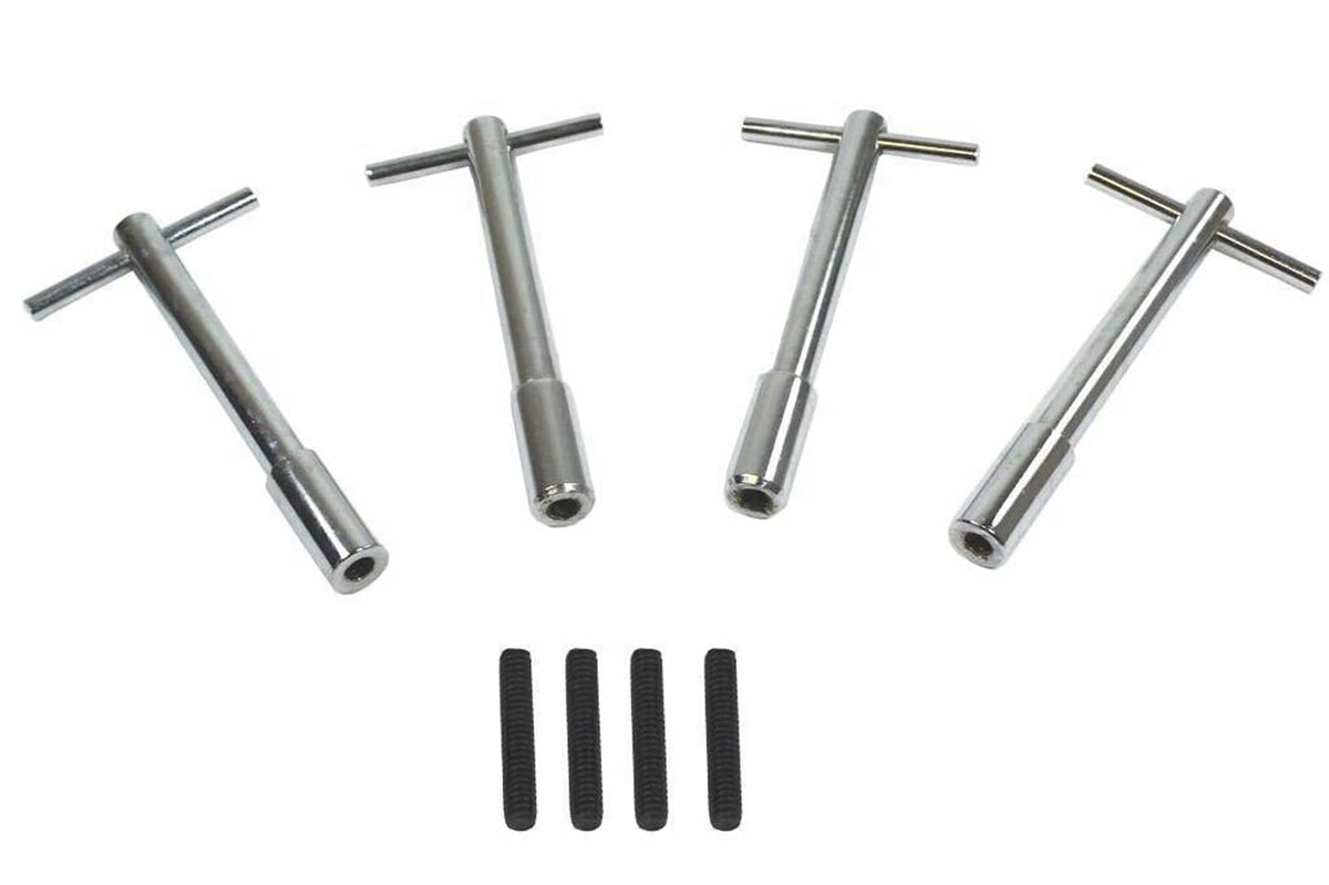 Bethesda Industrial Chrome T-Bar, 4-1/4" Tall Valve Cover Bolts, Hold Down Kit for Chevy SBC 283-350