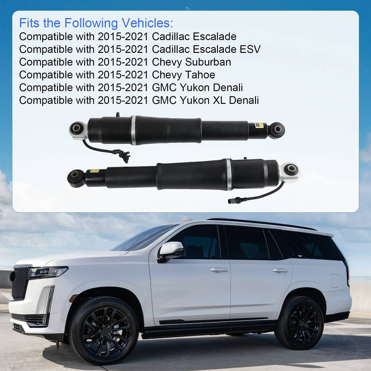 Bethesda Industrial Pair REAR Air Shock Absorbers for 2015-20 Escalade Suburban Tahoe Yukon 84176675