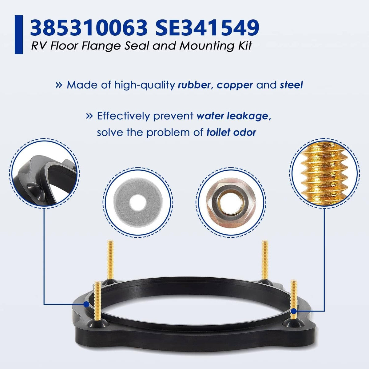 Bethesda Industrial 385310063 SE341549 RV Floor Flange Seal and Mounting Kit, Fits Dometic/ Sealand