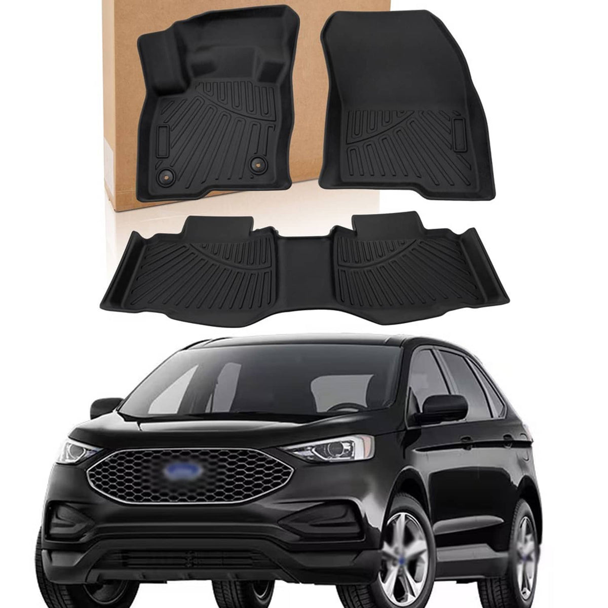 Bethesda Industrial All Weather Floor Mats Cargo TPE Liner for 2015-2024 Ford Edge Front & Rear Set