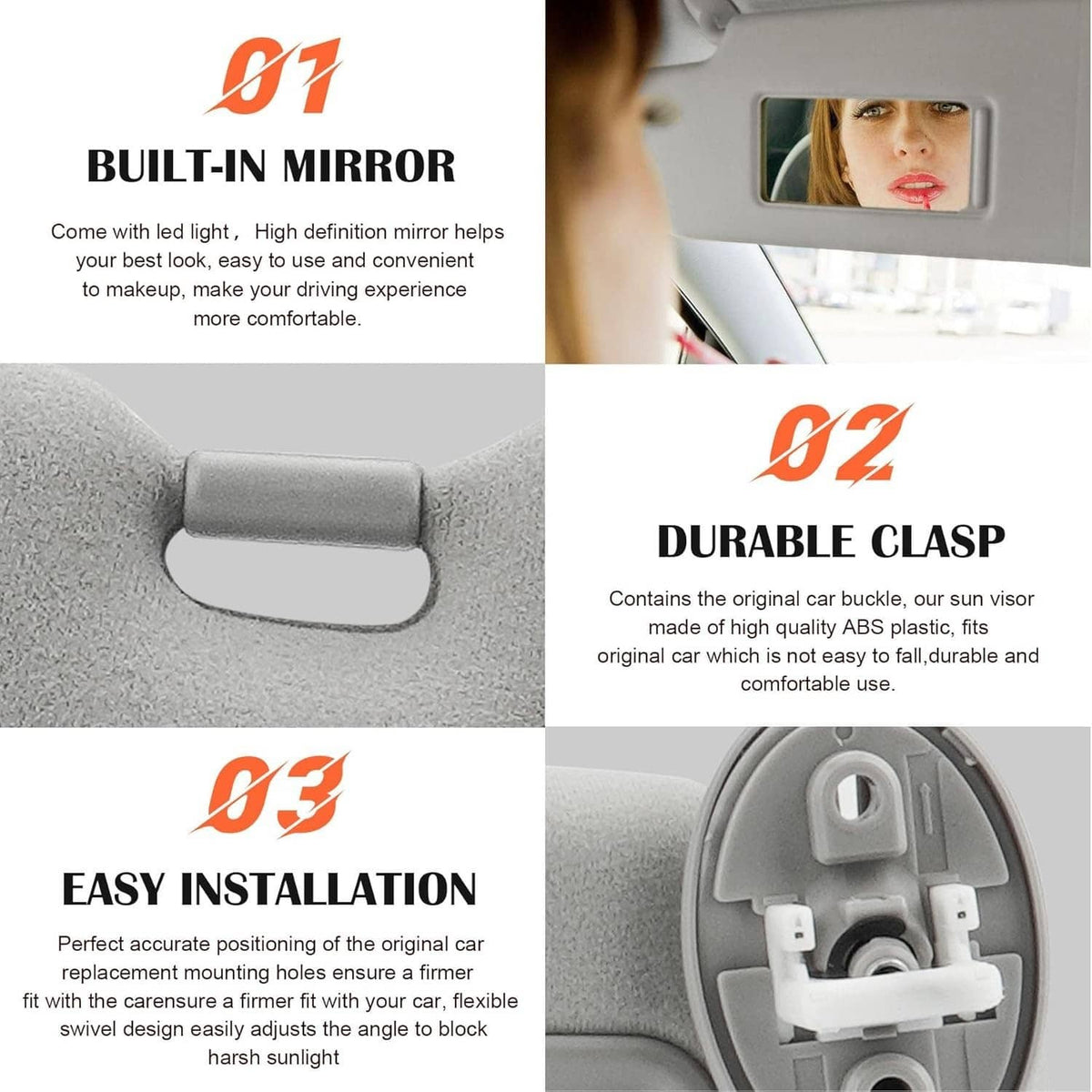 Bethesda Industrial Left and Right Gray Sun Visor Pair With Cover Trims for Toyota Venza 2009-2016