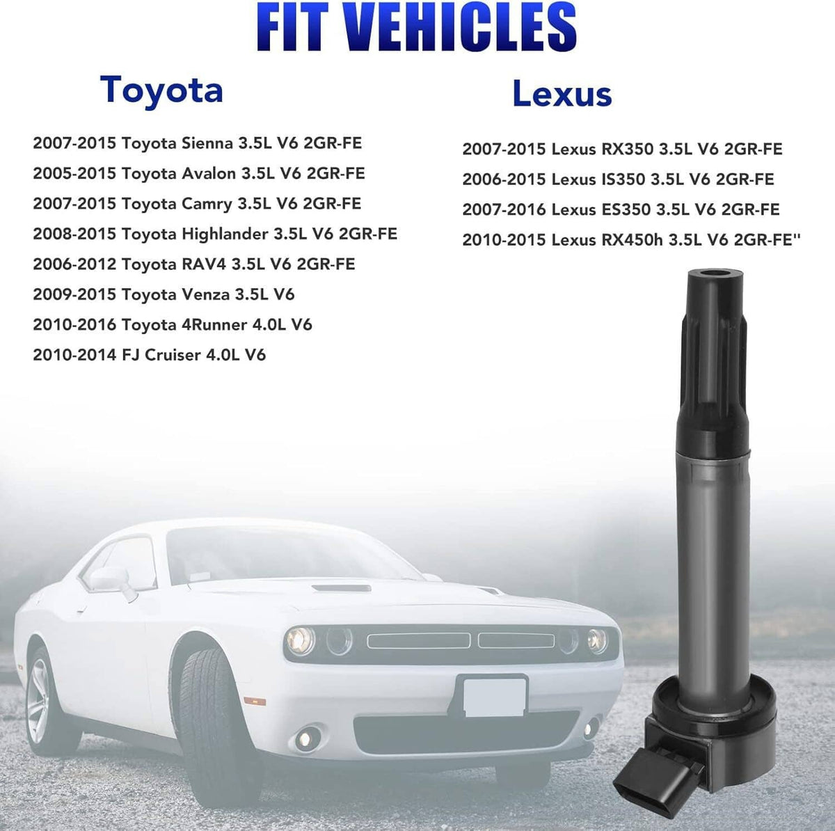 Bethesda Industrial 6Pcs Ignition Coil & Platinum TT Spark Plug For Toyota Lexus Camry 90919A2002