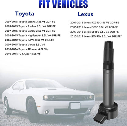 Bethesda Industrial 6Pcs Ignition Coil & Platinum TT Spark Plug For Toyota Lexus Camry 90919A2002