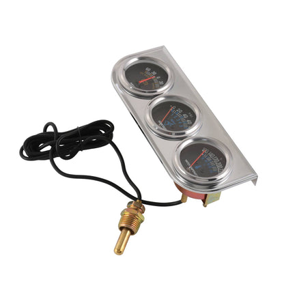Bethesda Industrial 2" 52mm Chrome Car Triple Gauge Set Kit AMP Meter Water Temp Oil Pressure 3 in 1