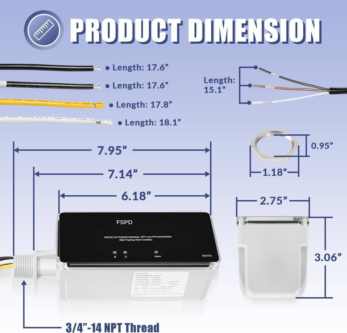 Bethesda Industrial Replace for FSPD140 Surge Protection Device, Level 2 Rated for 140,000 Amps