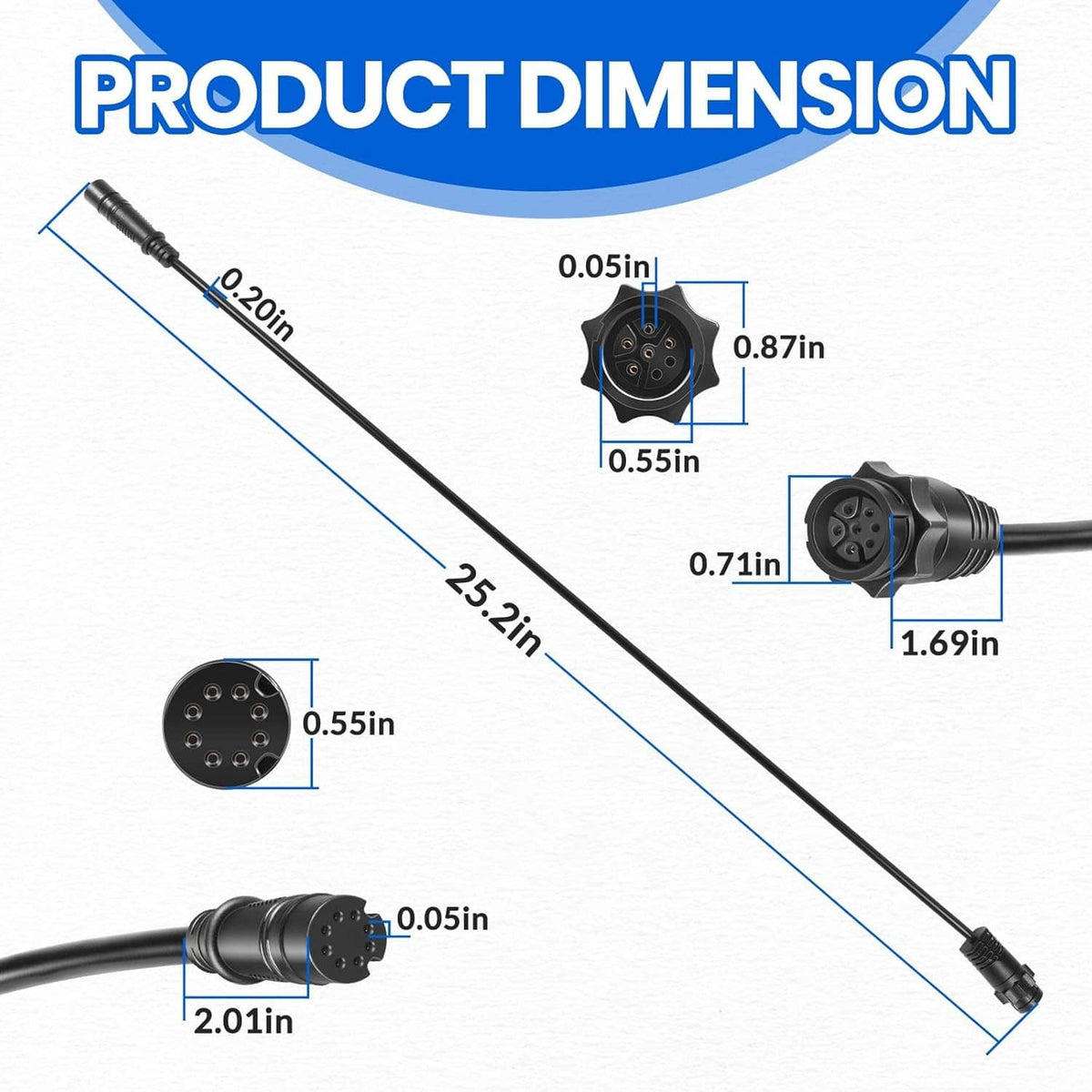Bethesda Industrial 000-14068-001 7-Pin Transducer Adapter Cable for Lowrance Hook²/Reveal & Cruise