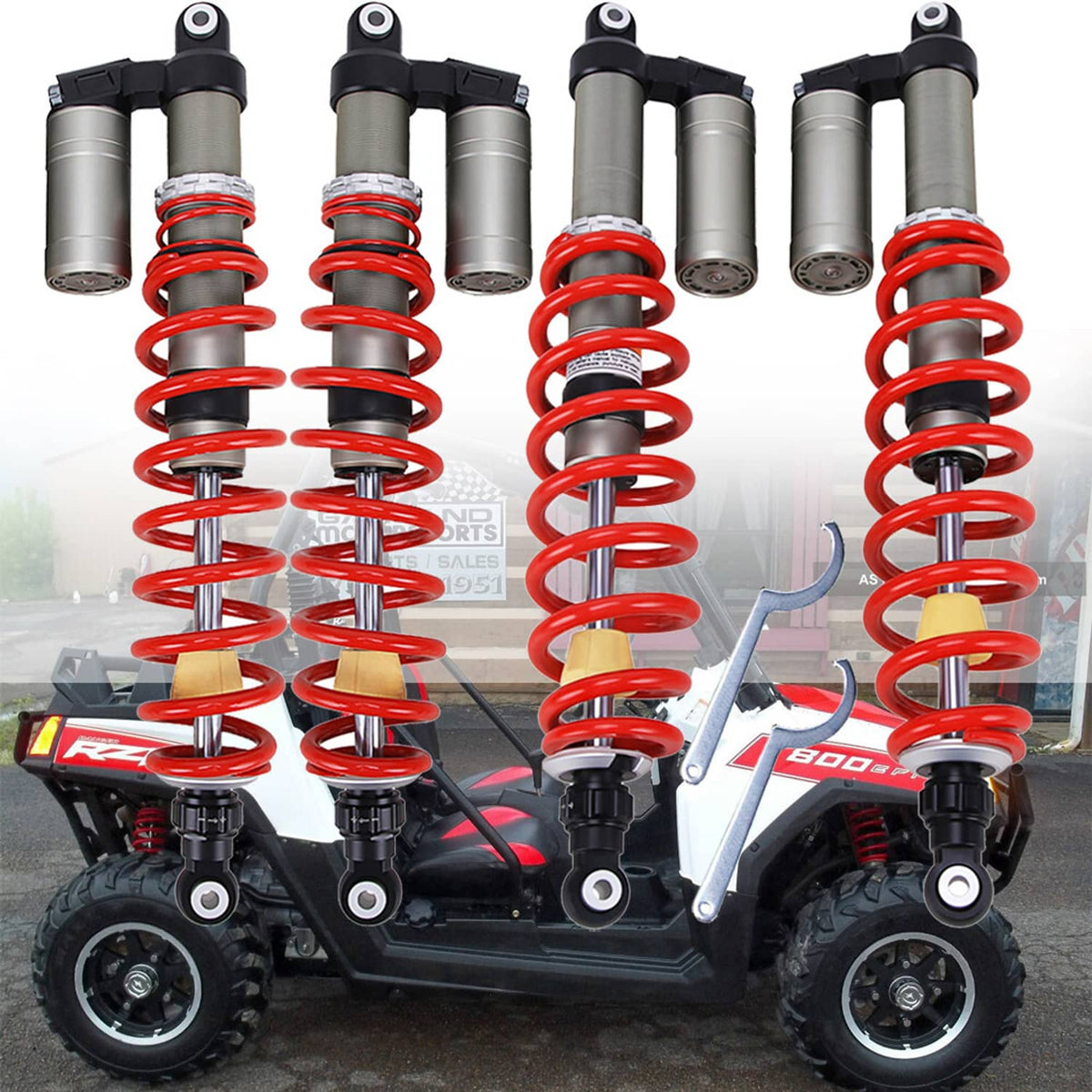 Bethesda Industrial STAGE 5 FRONT & REAR SHOCK ABSORBERS FOR 2009-14 POLARIS RZR 800 S ADJUSTABLE