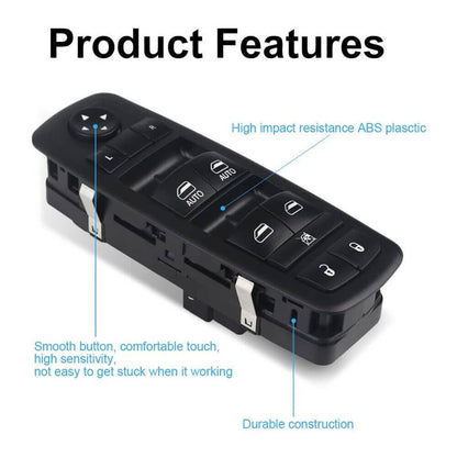 Bethesda Industrial New Front Driver Side Window Switch For 2016-2018 Ram 1500 2500 56046823AE Black