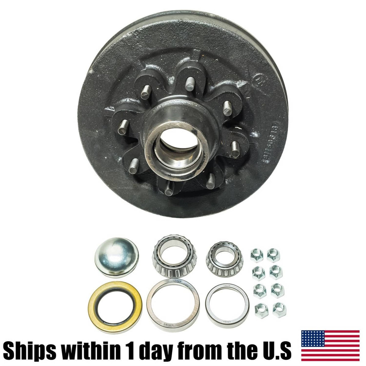 Bethesda Industrial 12" X 2" Trailer Brake Hub Drum Kit 8 On 6.5" BC for 7000 lbs Axle 22004K