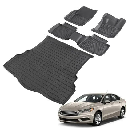 Bethesda Industrial All Weather Floor Mats & Cargo Liner Black For Ford Fusion Non Hybrid 2017-2020