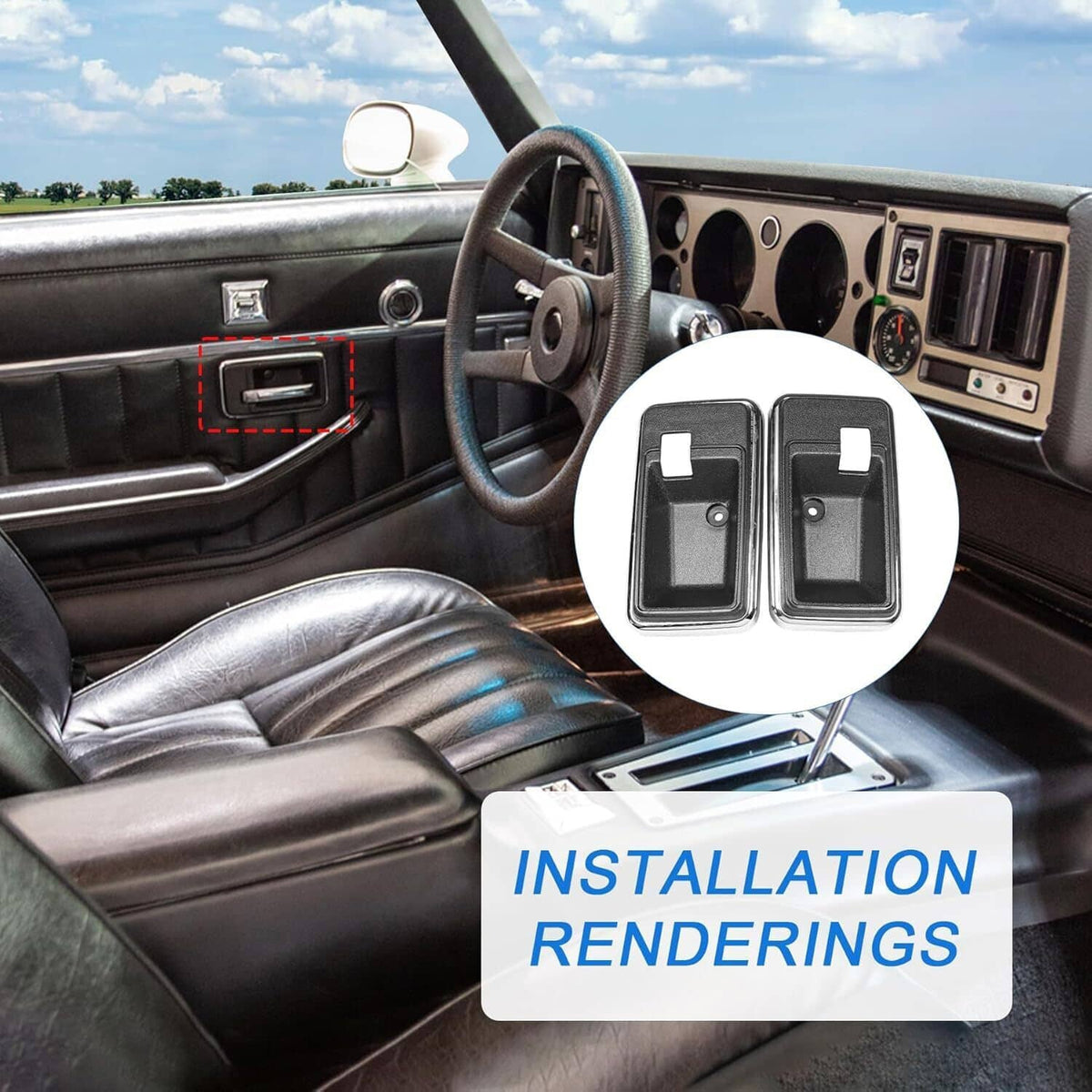 Bethesda Industrial New Interior Door Handle Bezel Cup Set For 1976-1981 Firebird Trans Am & Camaro