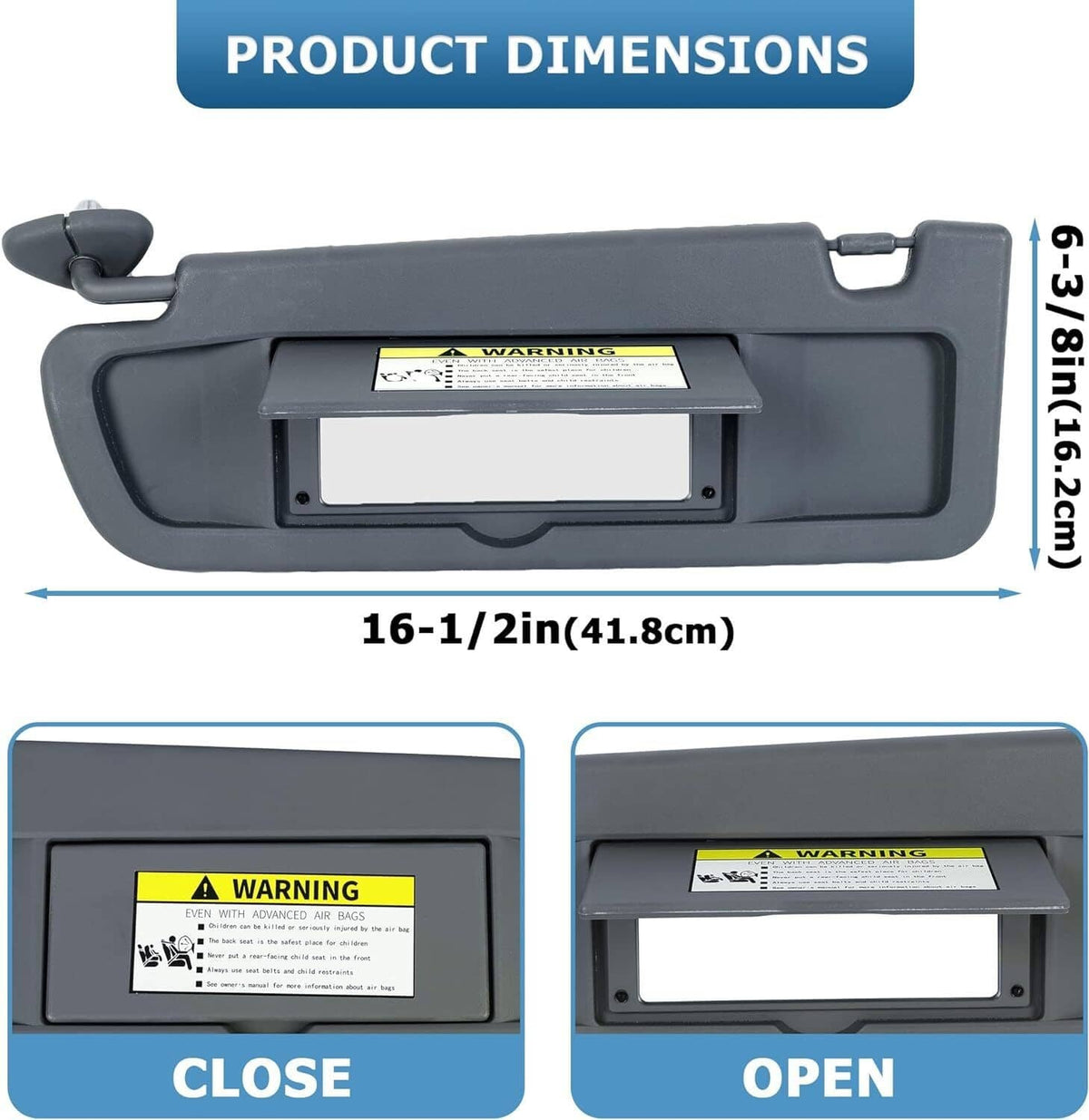 Bethesda Industrial 2Pcs Sun Visor Dark Gray Left & Right Visor Set For 2006-2011 Honda Civic Visors