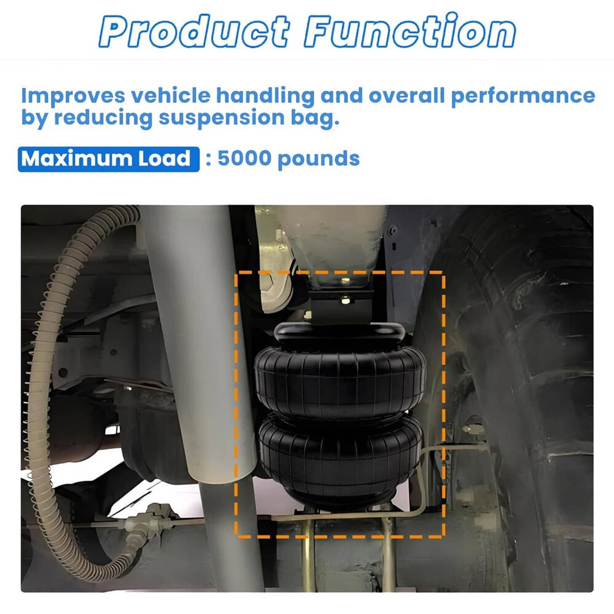 Bethesda Industrial Set of 2 Air Ride Suspension Bag Standard 2500 lb 1/2"npt Single Port Universal