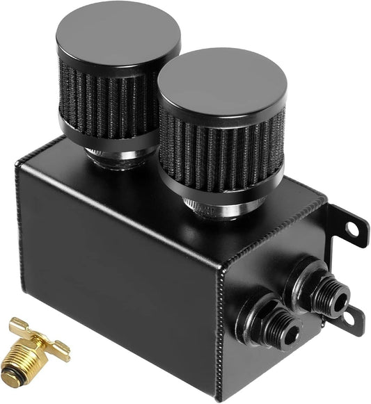 Bethesda Industrial AN10 -10AN Oil Catch Can Reservoir Tank 2 Port Dual Breather Filter Baffled Kit