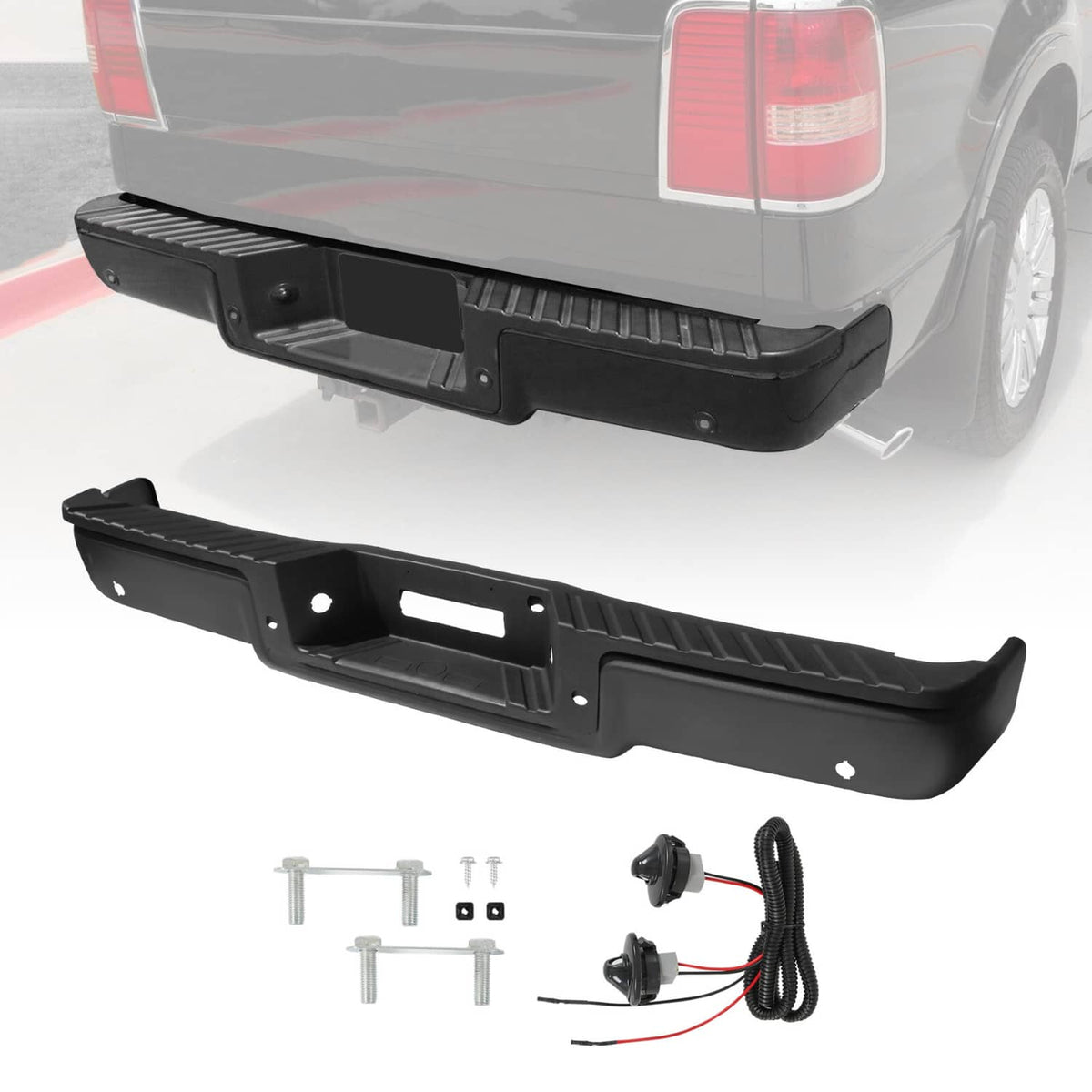 Bethesda Industrial Rear Bumper Assembly For Ford F150 2006 2007 2008 Black Step Bumper With Hole
