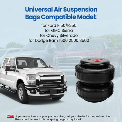 Bethesda Industrial Set of 2 Air Ride Suspension Bag Standard 2500 lb 1/2"npt Single Port Universal