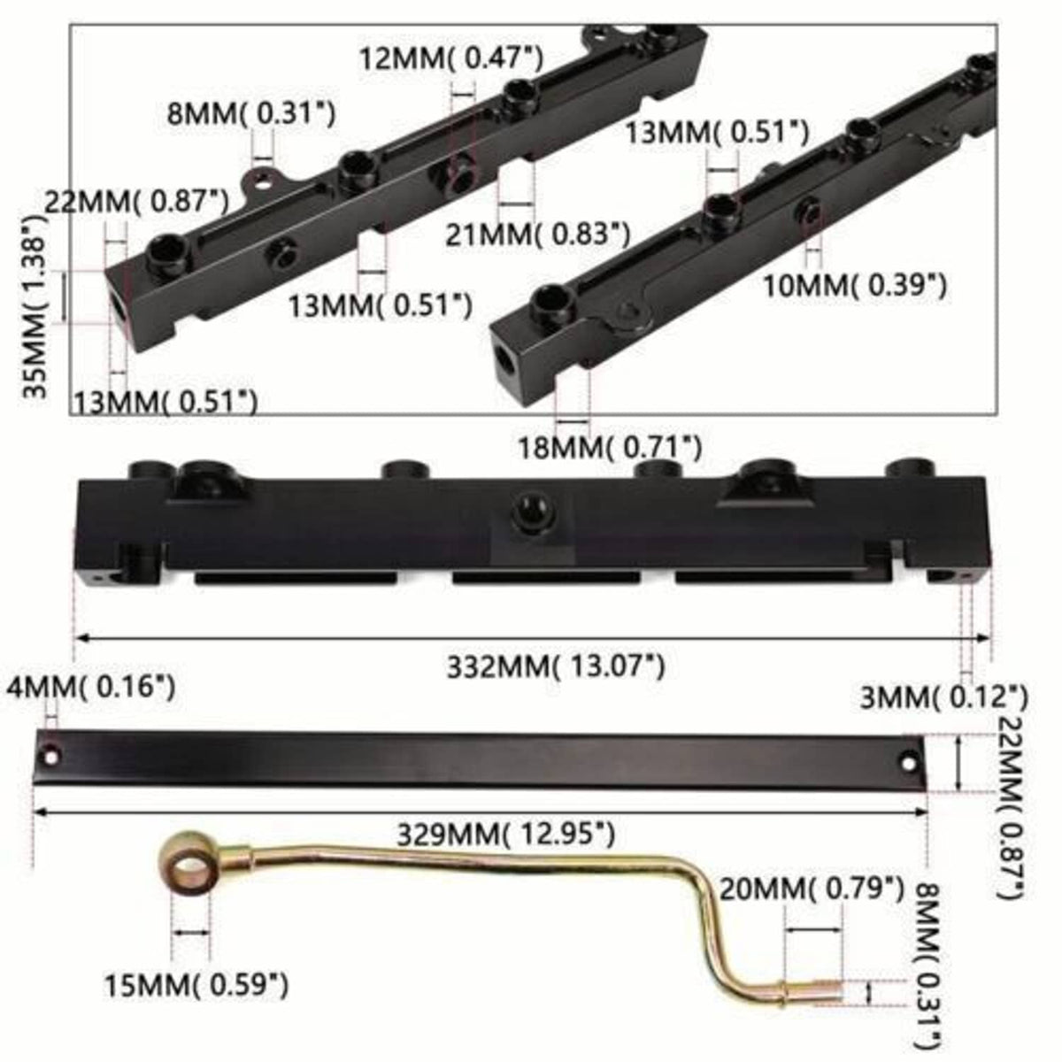 Bethesda Industrial K20 K24 Tucked Fuel Line System Kit for K-Series K-Swaps DC2 EG EK Civic Integra